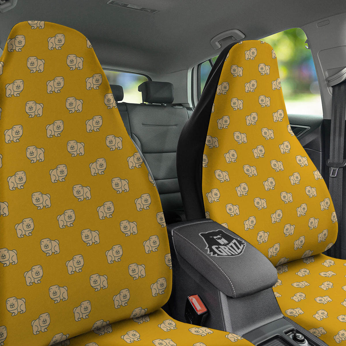 Chow chow And Yellow Print Pattern Car Seat Covers-grizzshop