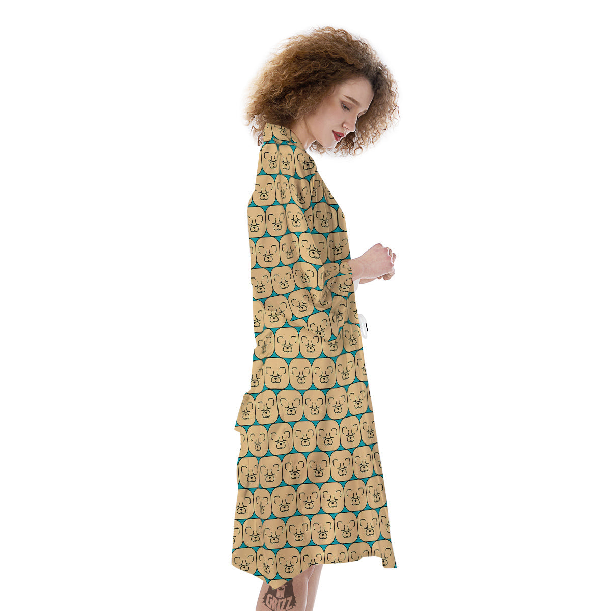 Chow chow Face Print Pattern Kimono-grizzshop