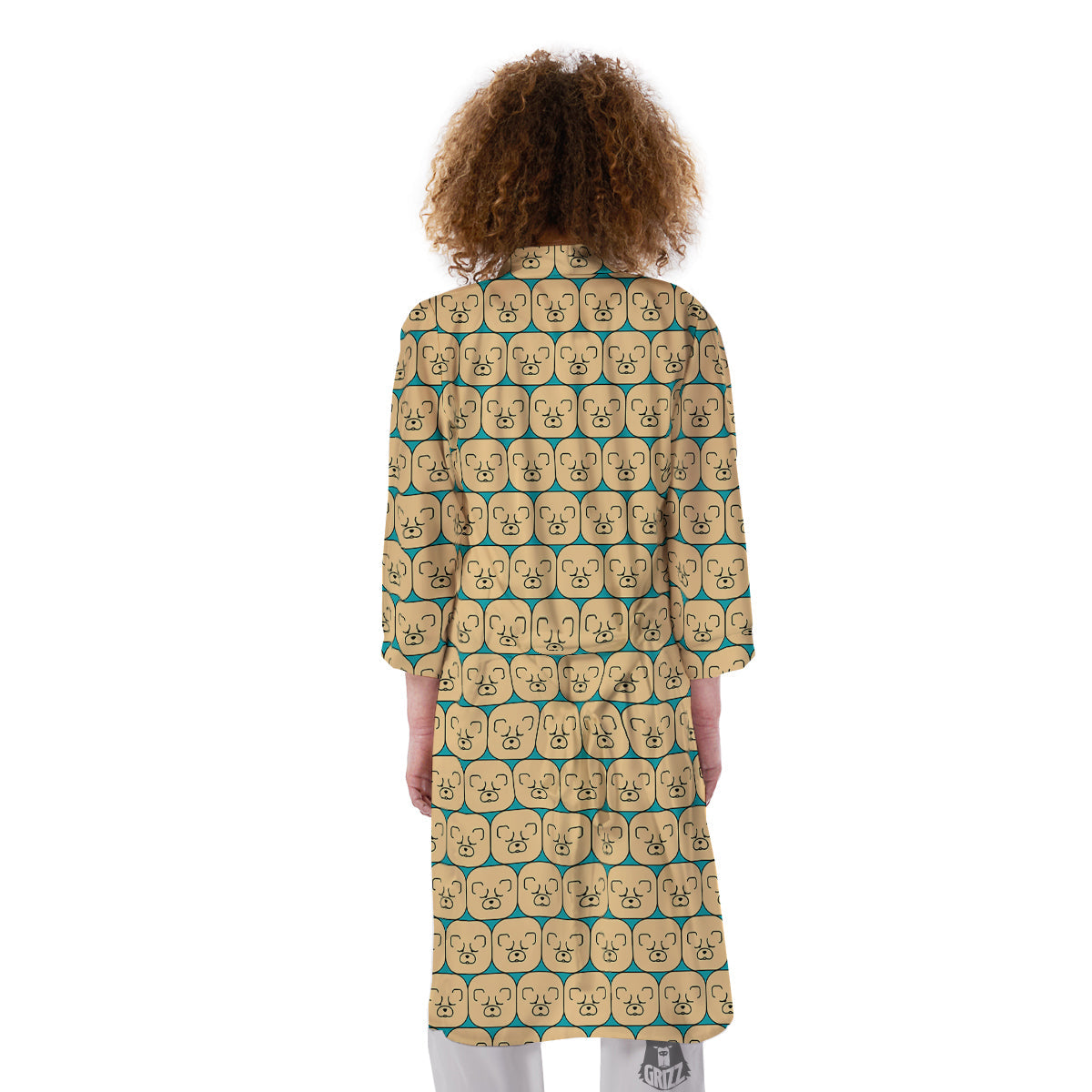 Chow chow Face Print Pattern Kimono-grizzshop