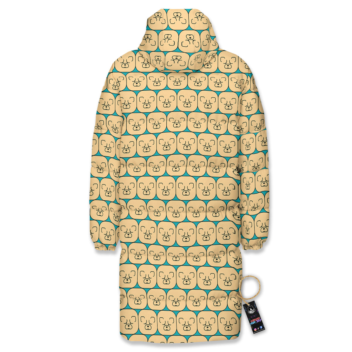 Chow chow Face Print Pattern Long Down Jacket-grizzshop