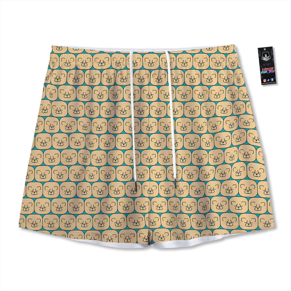 Chow chow Face Print Pattern Mesh Shorts-grizzshop