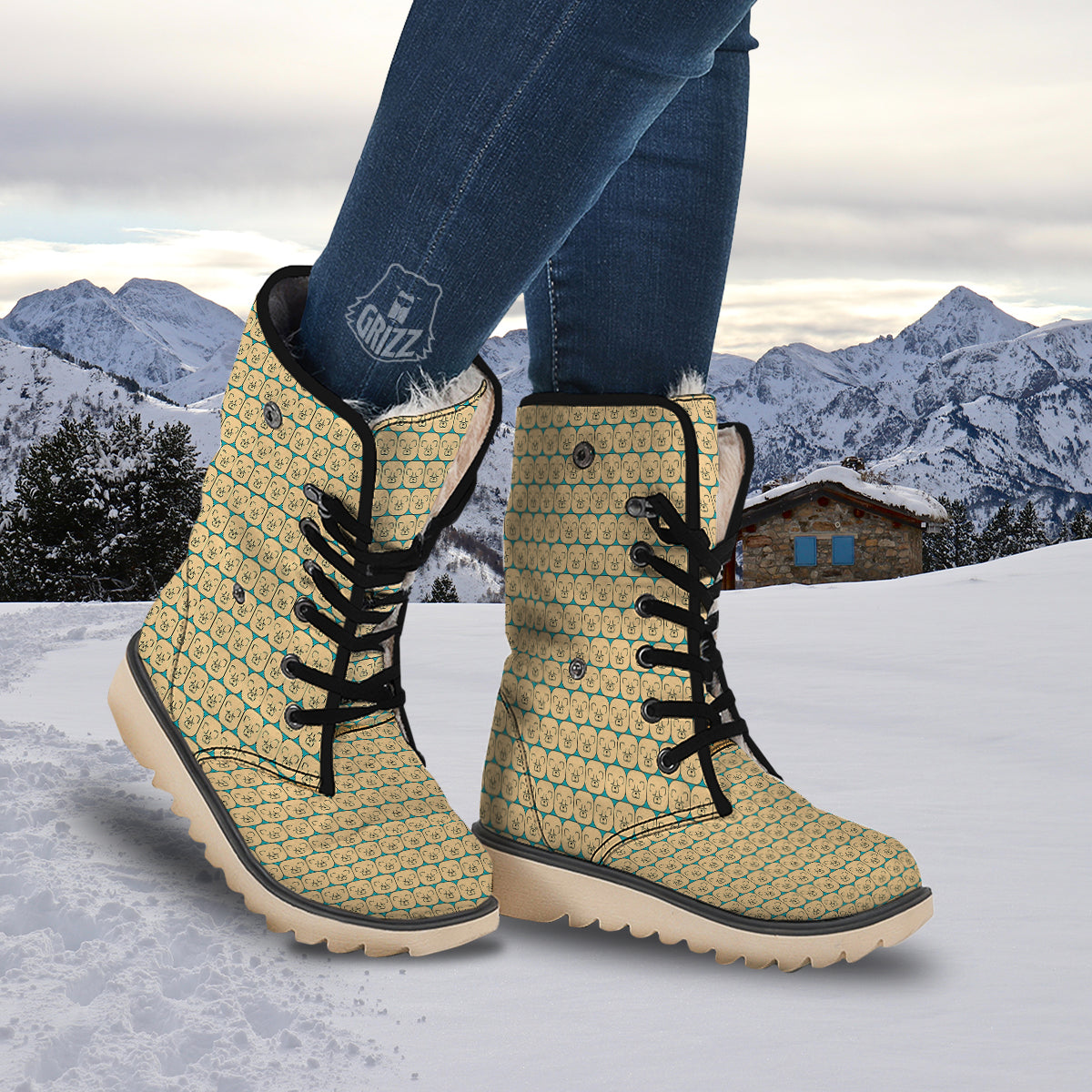 Chow chow Face Print Pattern Snow Boots-grizzshop