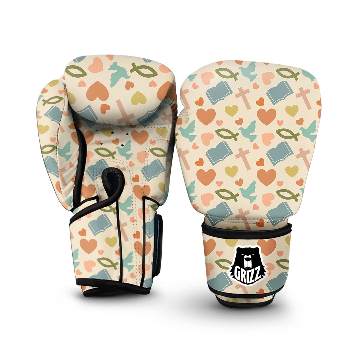 Christian Bible Pattern Print Boxing Gloves-grizzshop