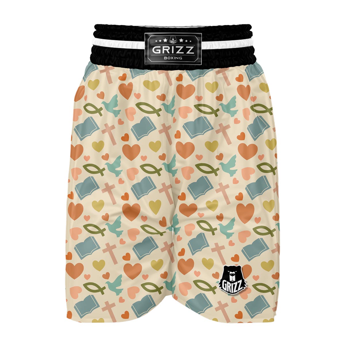 Christian Bible Pattern Print Boxing Shorts-grizzshop