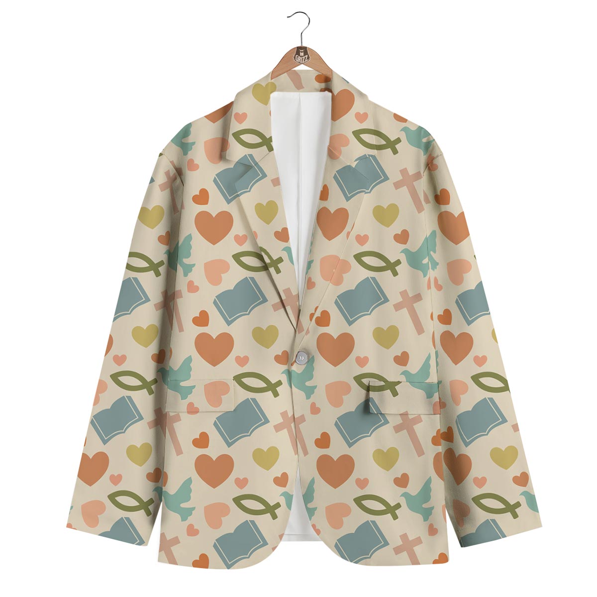 Christian Bible Pattern Print Men's Blazer-grizzshop