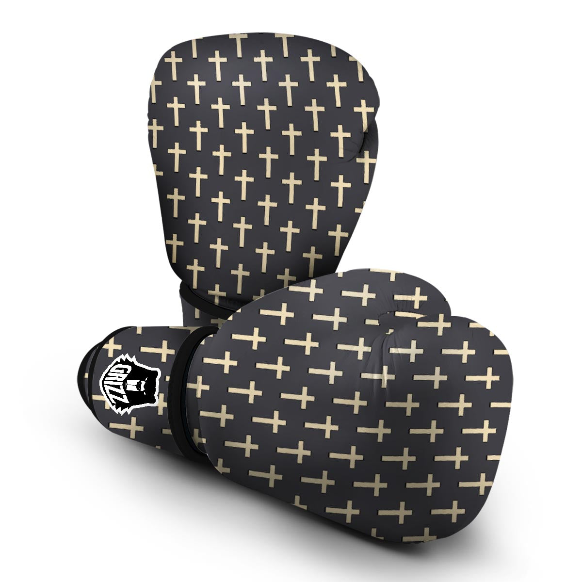 Christian Cross Pattern Print Boxing Gloves-grizzshop