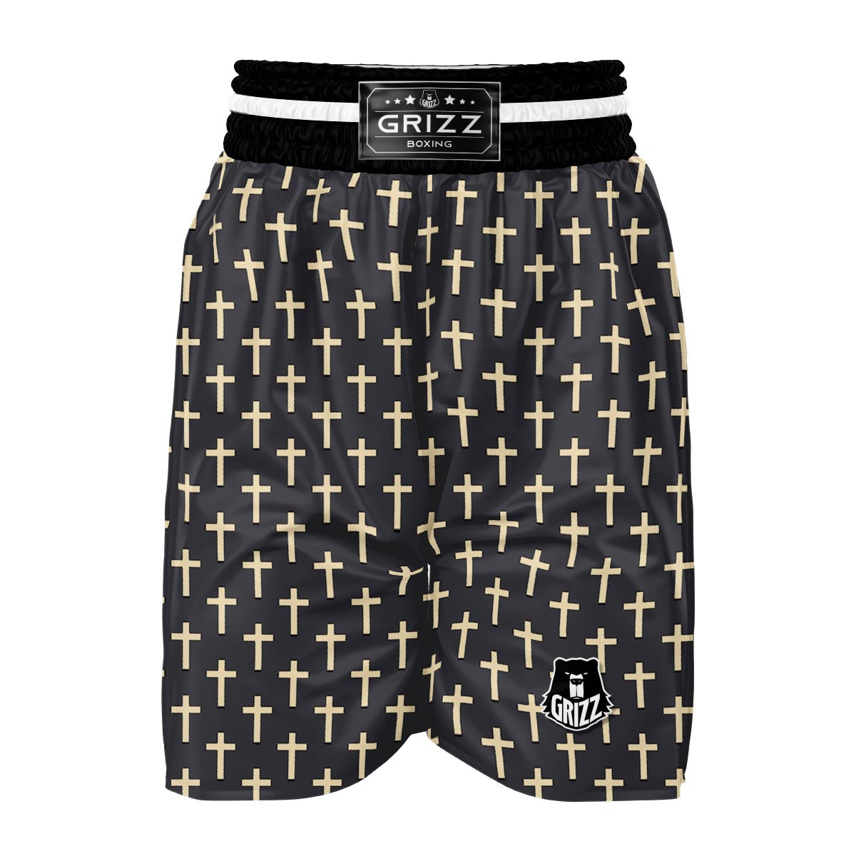 Christian Cross Pattern Print Boxing Shorts-grizzshop