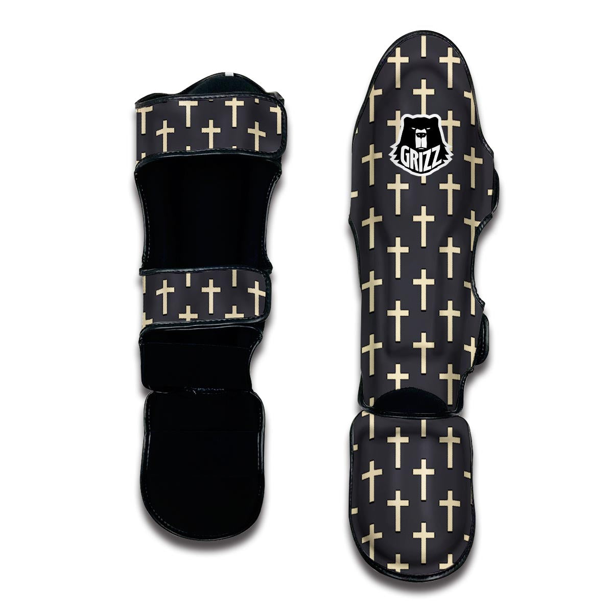 Christian Cross Pattern Print Muay Thai Shin Guards-grizzshop