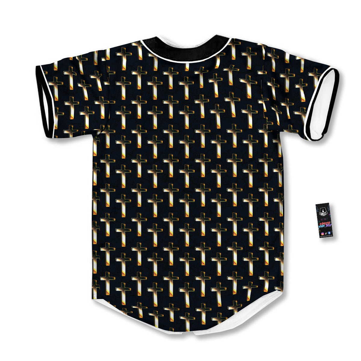 Christian Cross Print Pattern Baseball Jersey-grizzshop