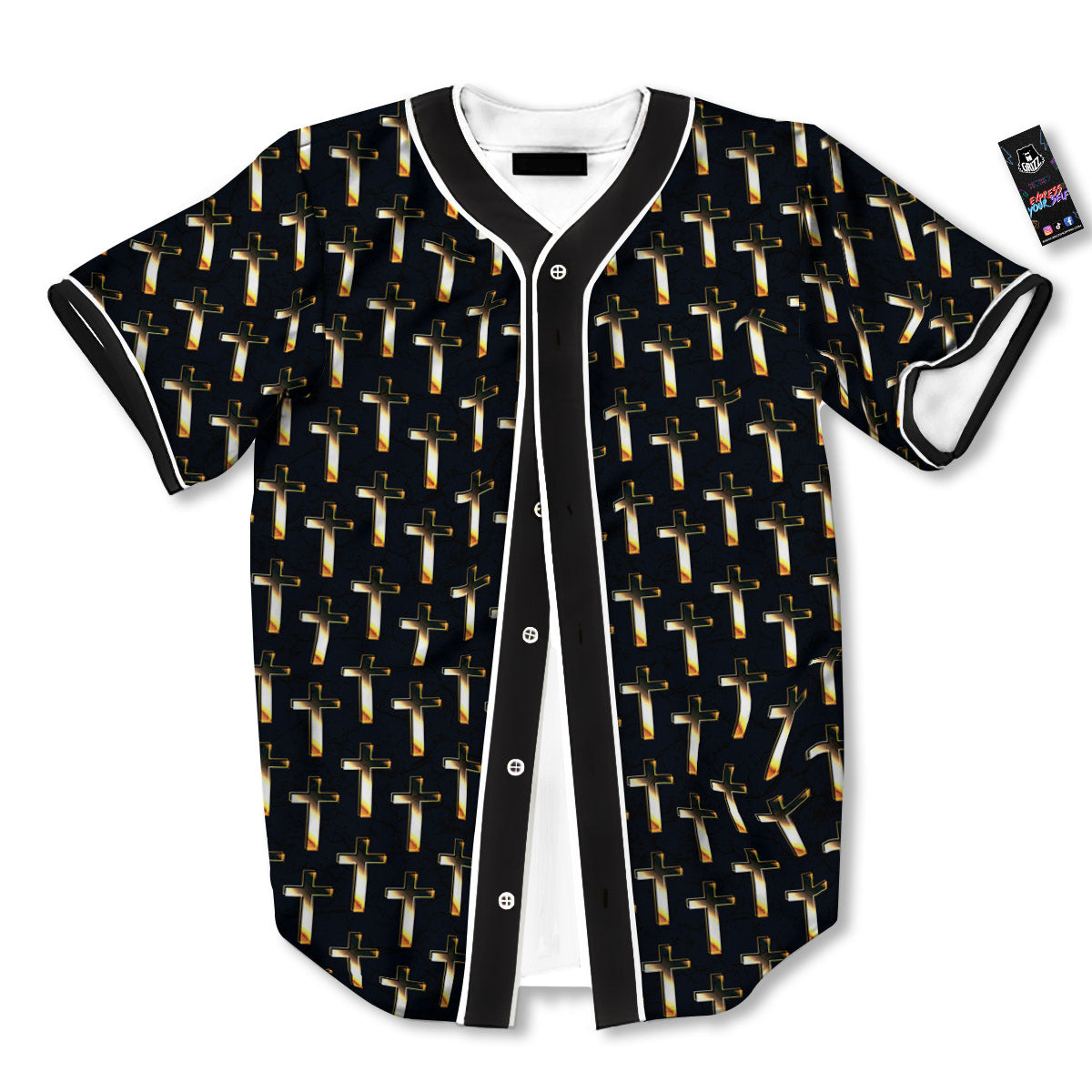 Christian Cross Print Pattern Baseball Jersey-grizzshop