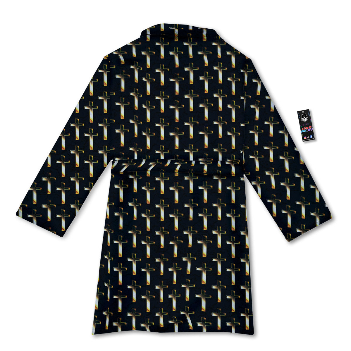 Christian Cross Print Pattern Bathrobe-grizzshop