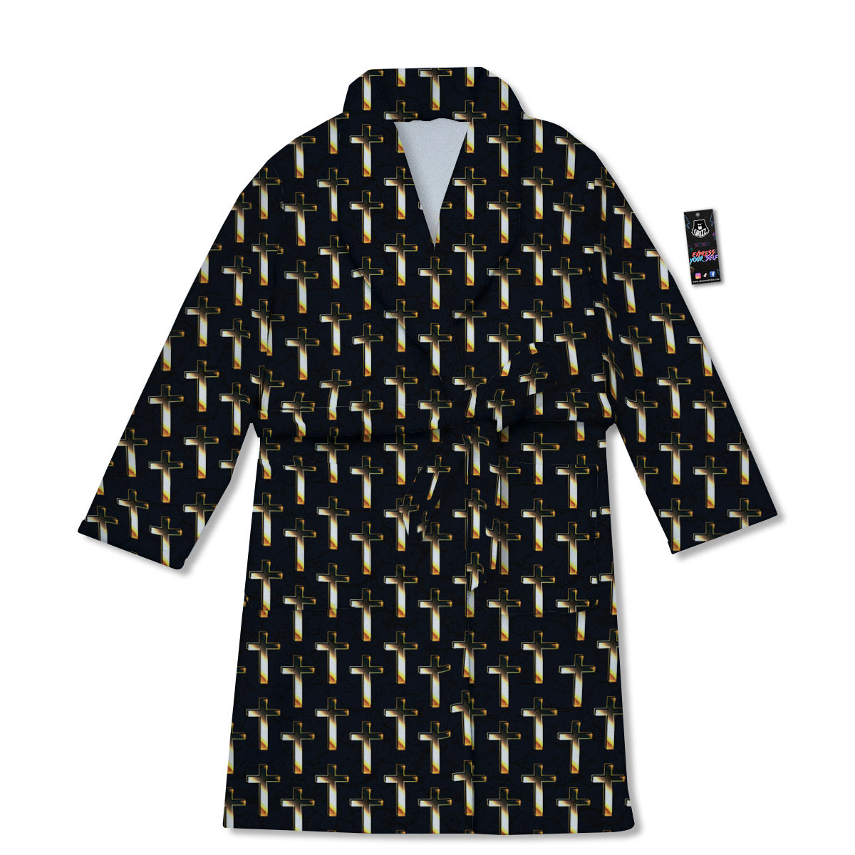 Christian Cross Print Pattern Bathrobe-grizzshop