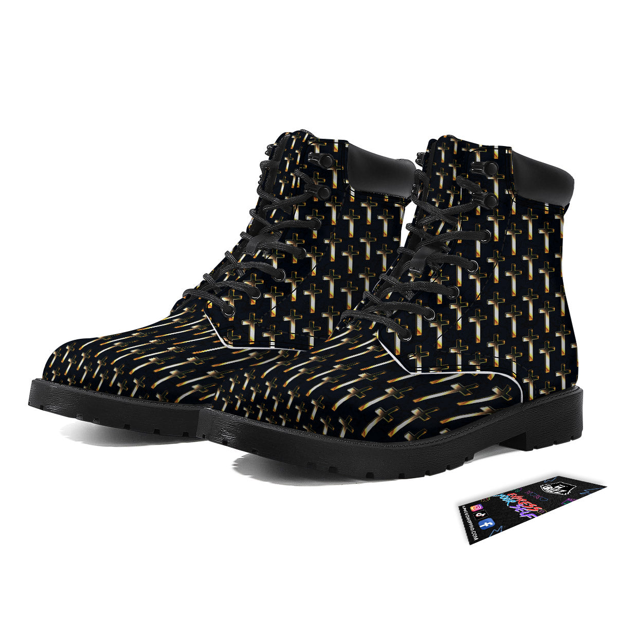 Christian Cross Print Pattern Boots-grizzshop