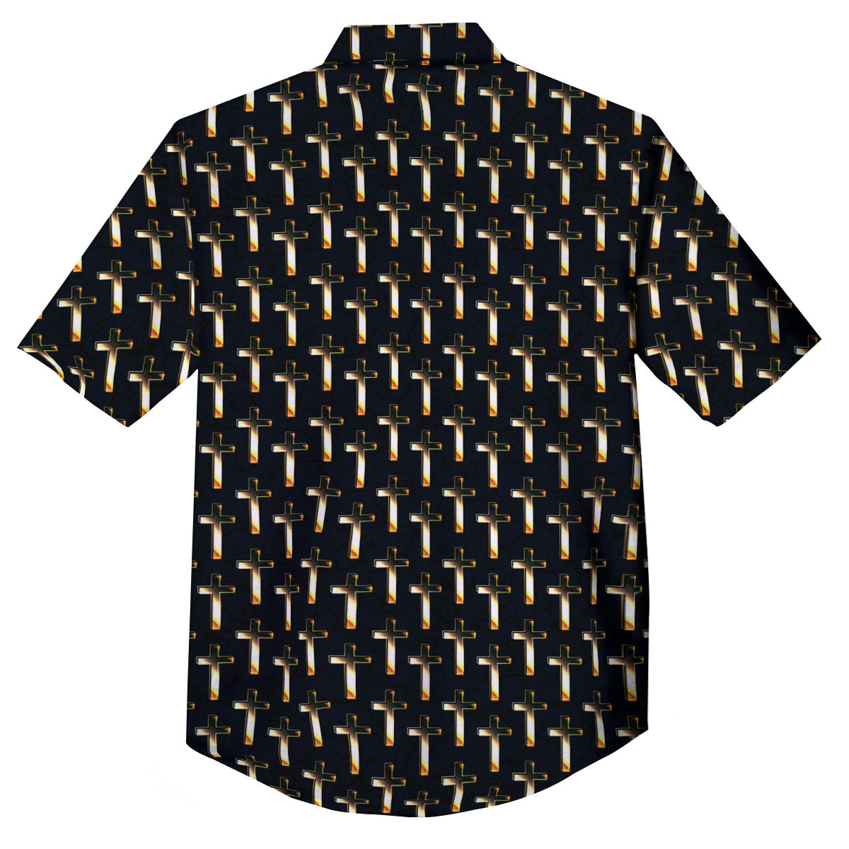 Christian Cross Print Pattern Button Up Shirt-grizzshop