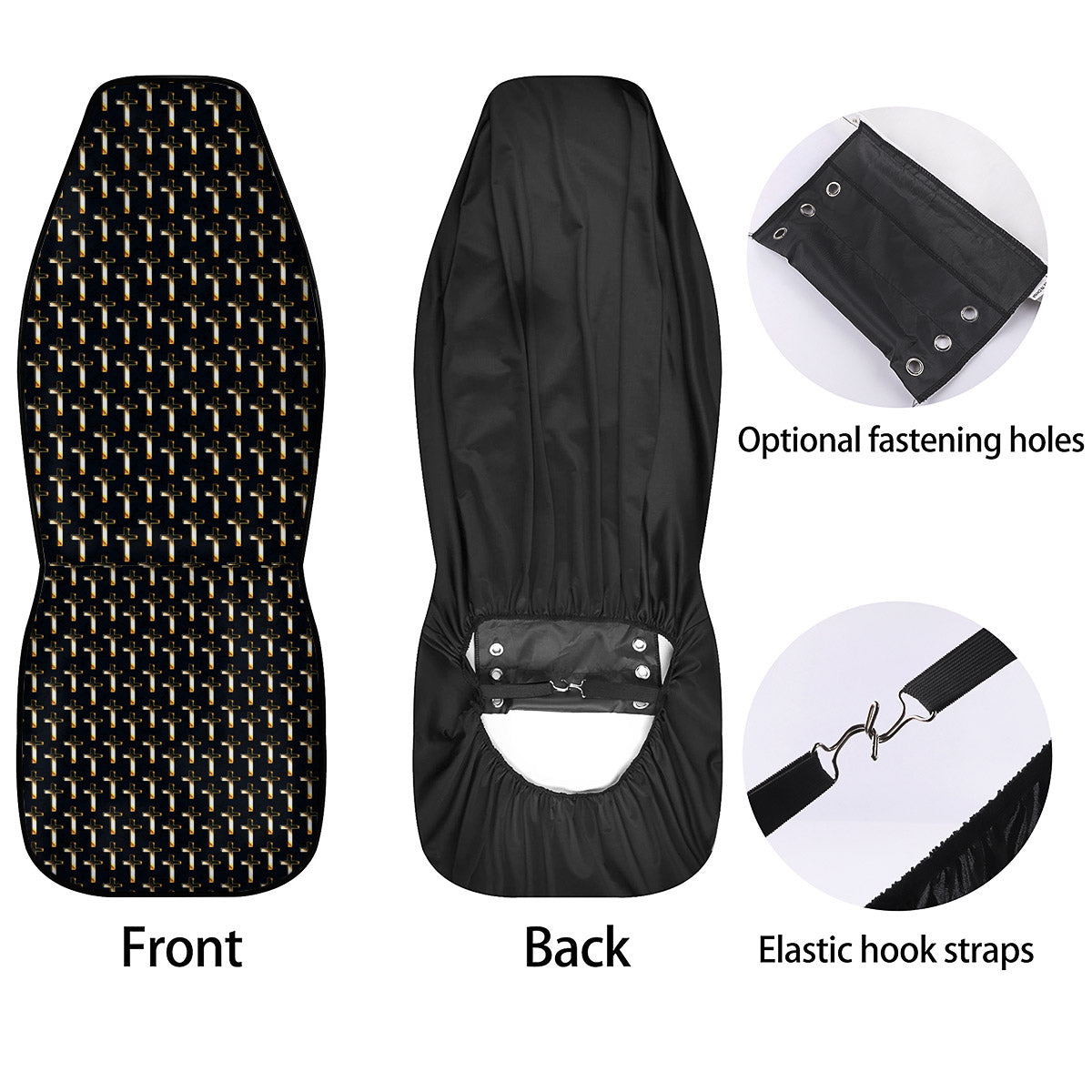 Christian Cross Print Pattern Car Seat Covers-grizzshop