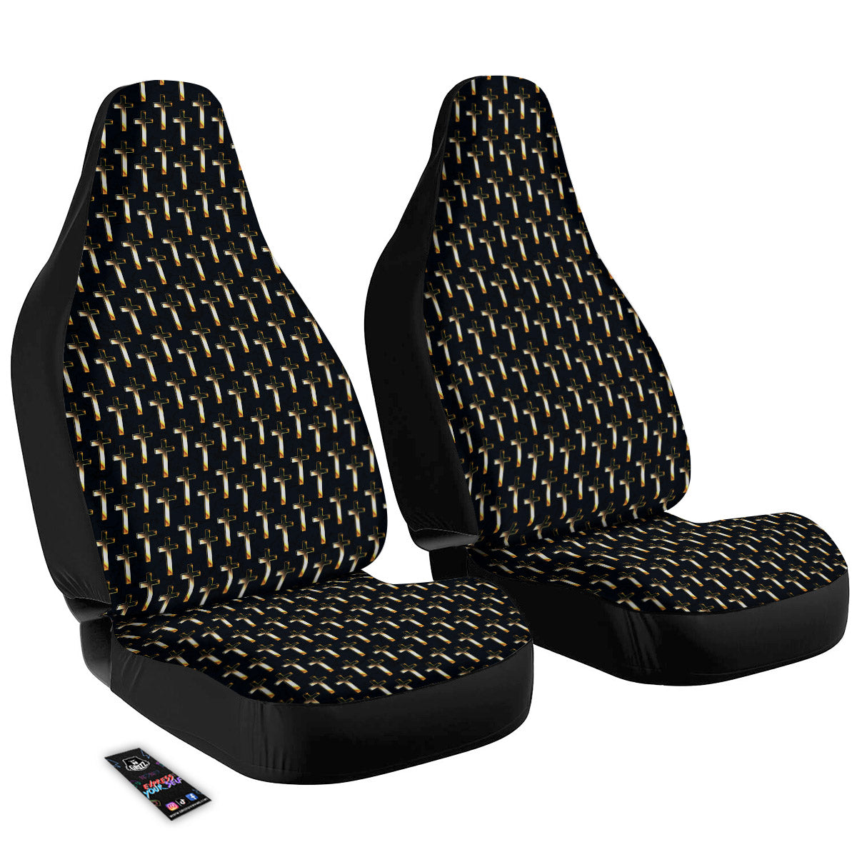 Christian Cross Print Pattern Car Seat Covers-grizzshop