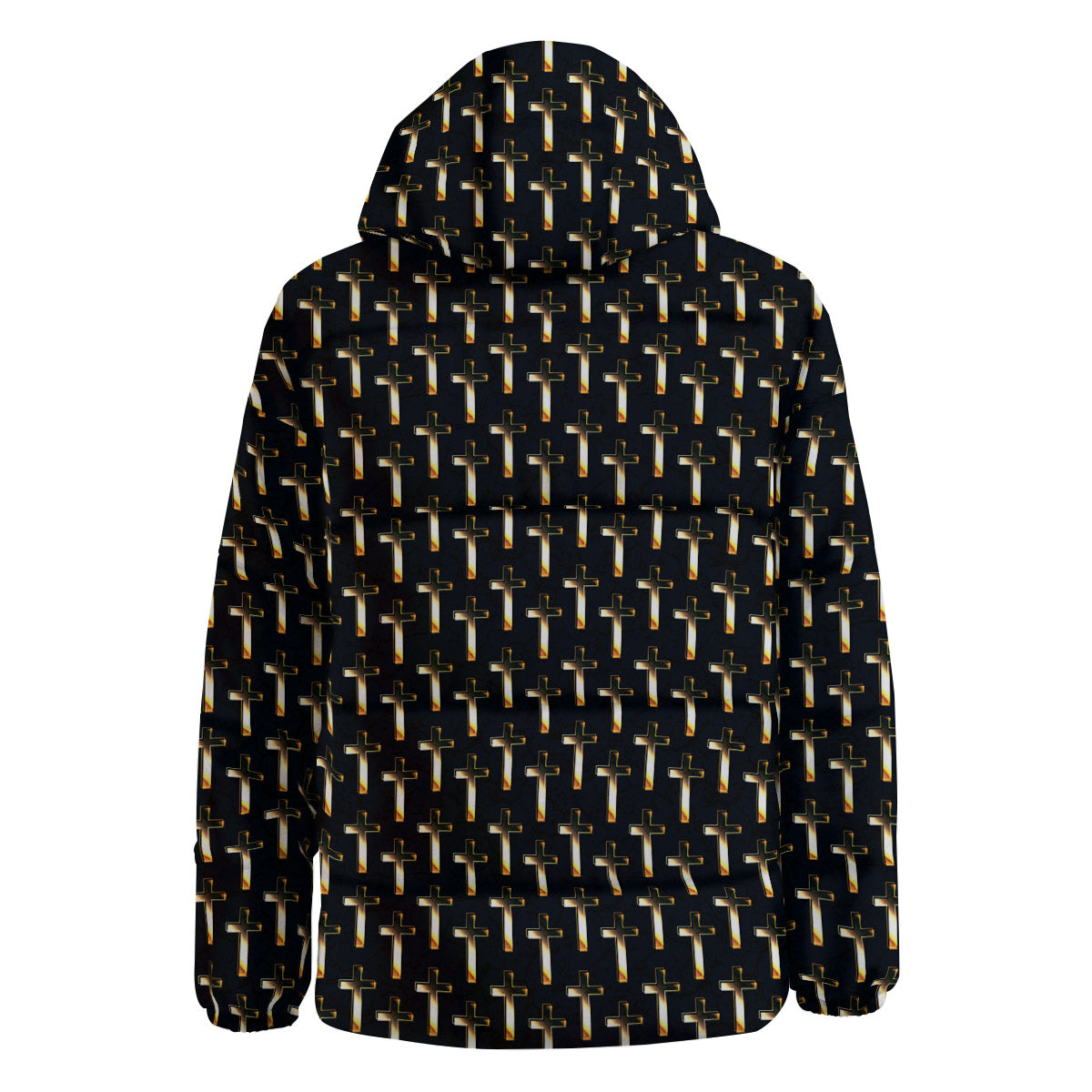 Christian Cross Print Pattern Down Jacket-grizzshop