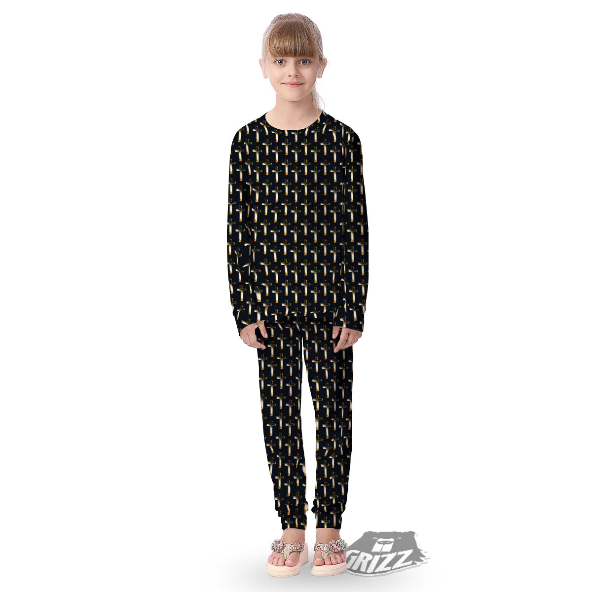 Christian Cross Print Pattern Kid's Pajamas-grizzshop