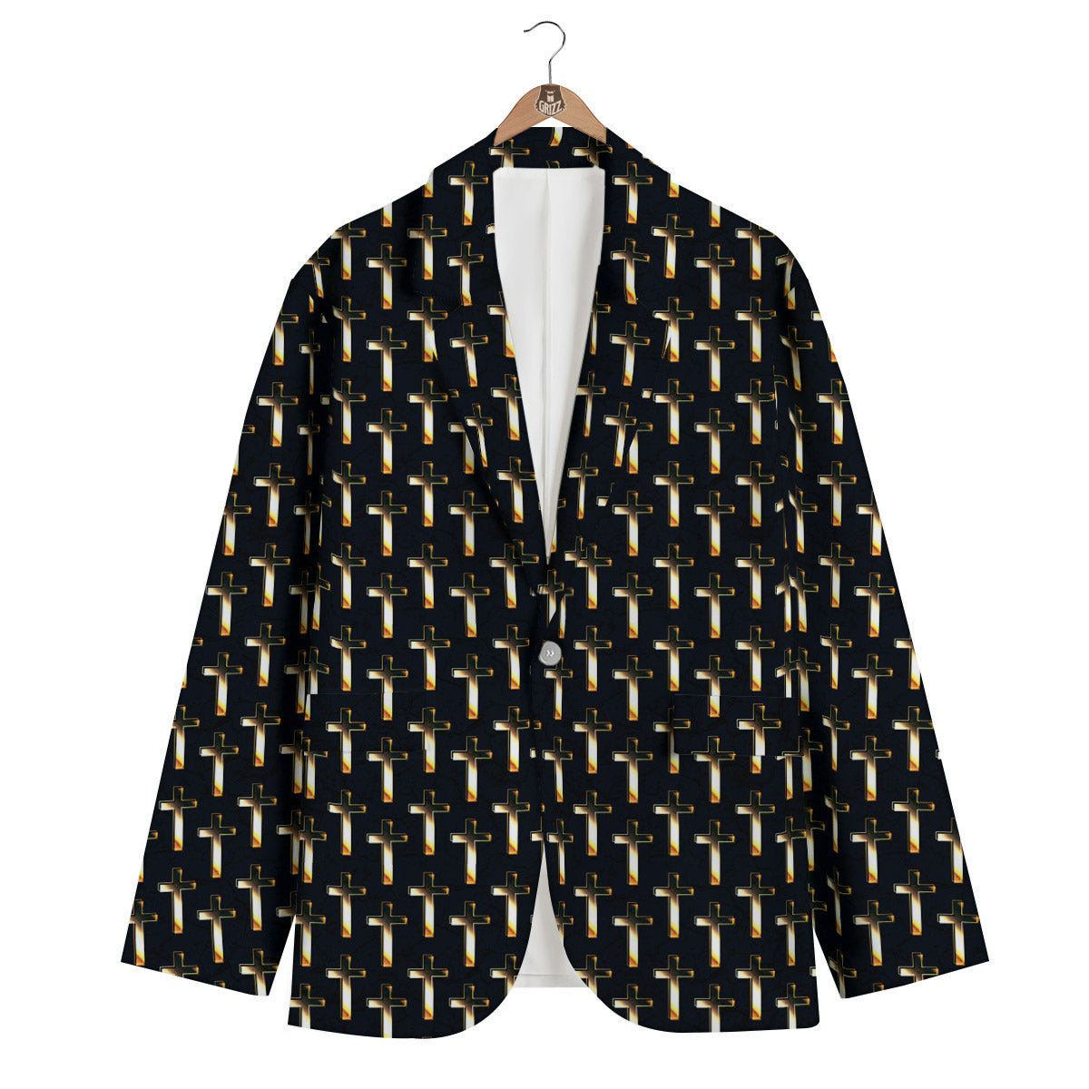 Christian Cross Print Pattern Men's Blazer-grizzshop