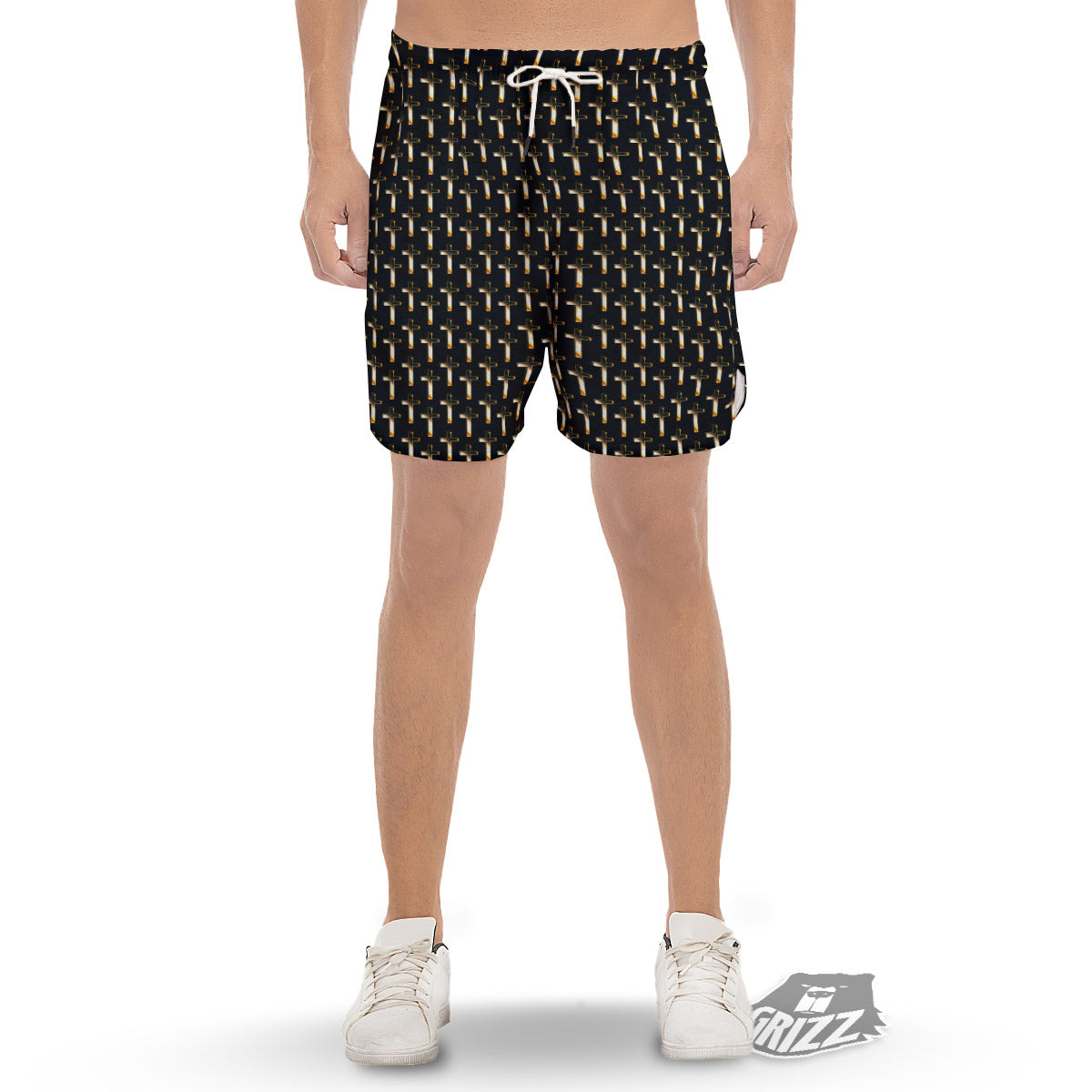 Christian Cross Print Pattern Men's Gym Shorts-grizzshop