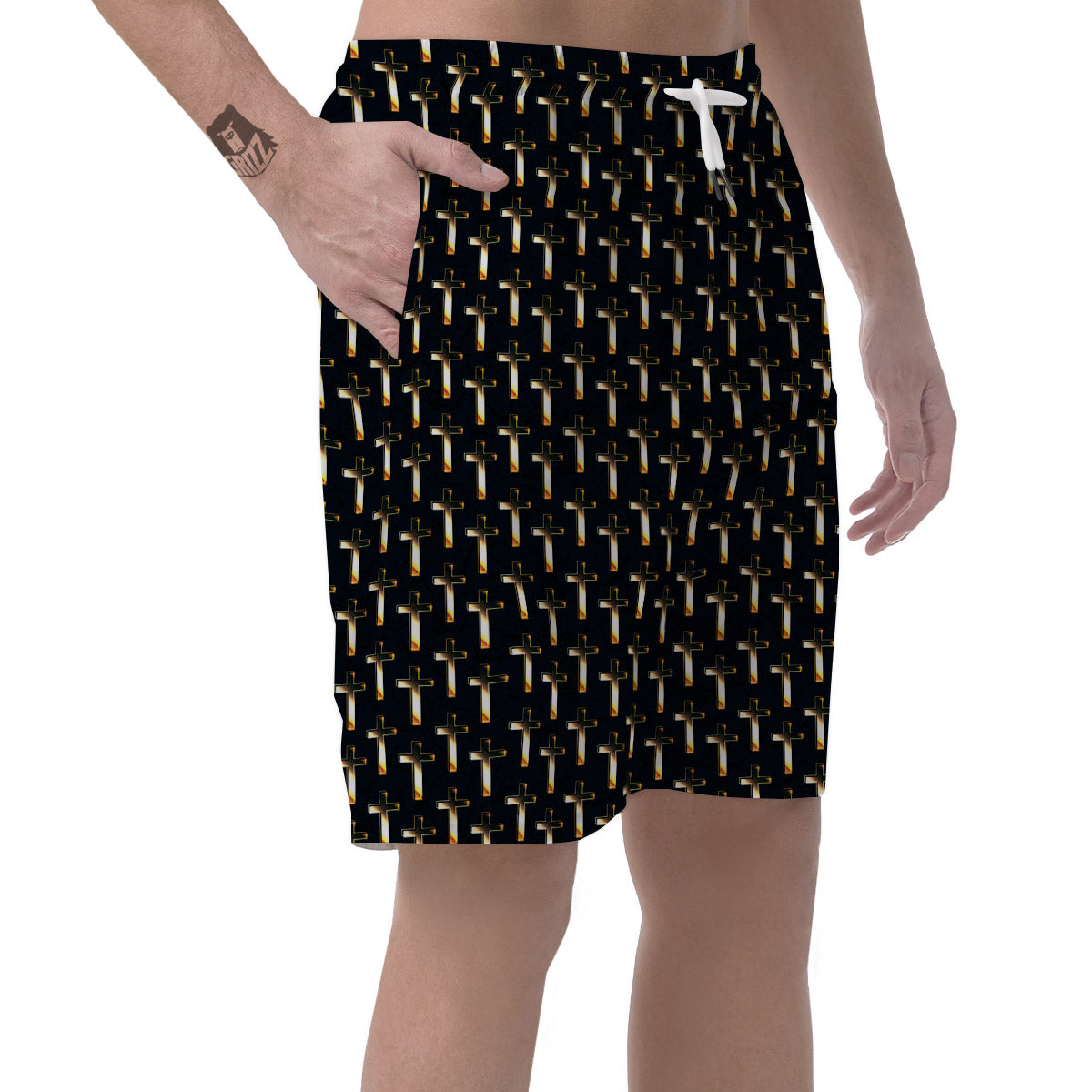 Christian Cross Print Pattern Men's Shorts-grizzshop