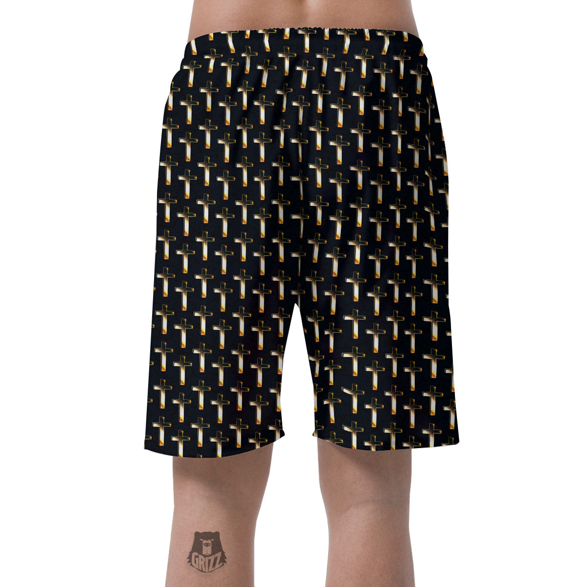 Christian Cross Print Pattern Men's Shorts-grizzshop