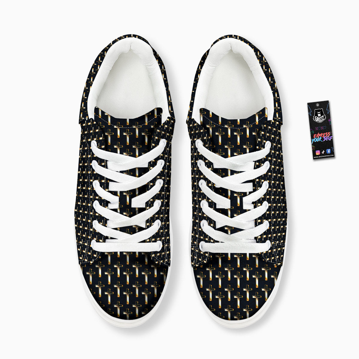 Christian Cross Print Pattern Platform Shoes-grizzshop