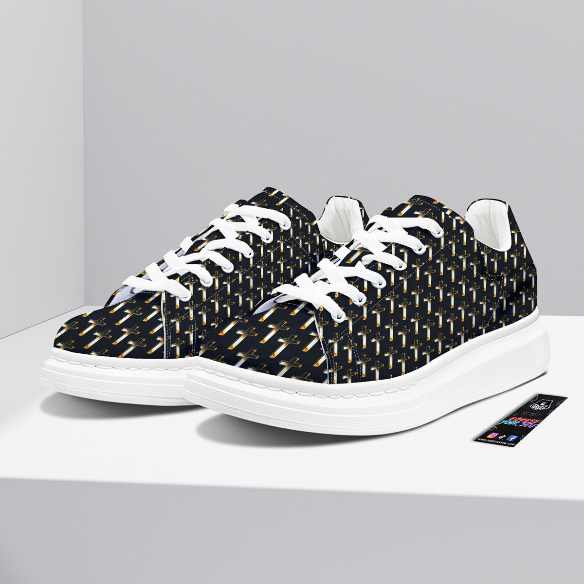 Christian Cross Print Pattern Platform Shoes-grizzshop