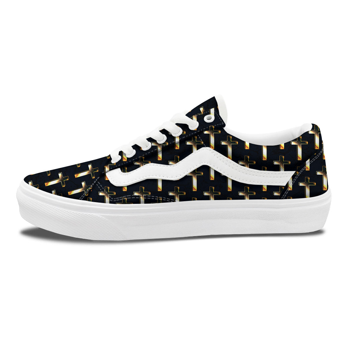 Christian Cross Print Pattern Skate Shoes-grizzshop