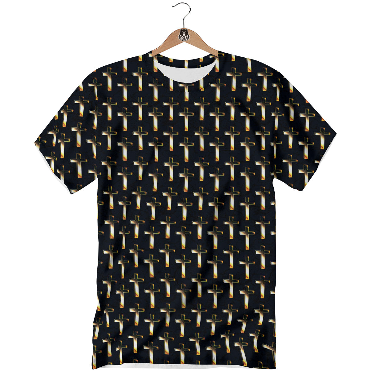 Christian Cross Print Pattern T-Shirt-grizzshop