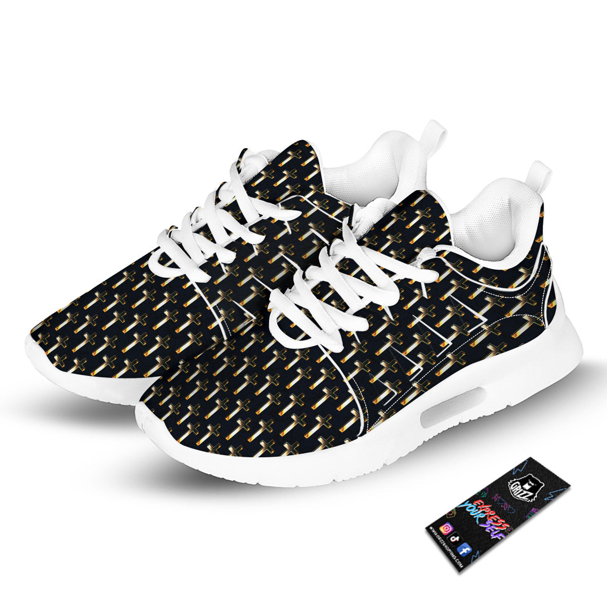 Christian Cross Print Pattern Tennis Shoes-grizzshop