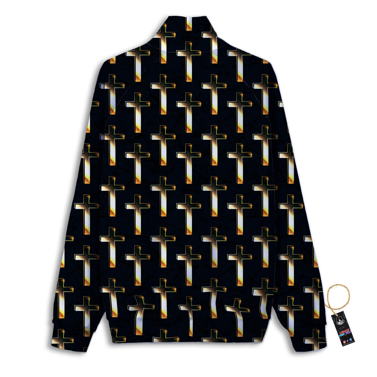 Christian Cross Print Pattern Track Jacket-grizzshop