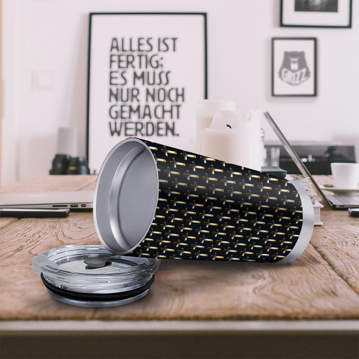 Christian Cross Print Pattern Tumbler-grizzshop