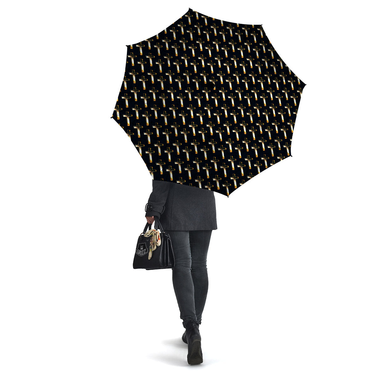 Christian Cross Print Pattern Umbrella-grizzshop