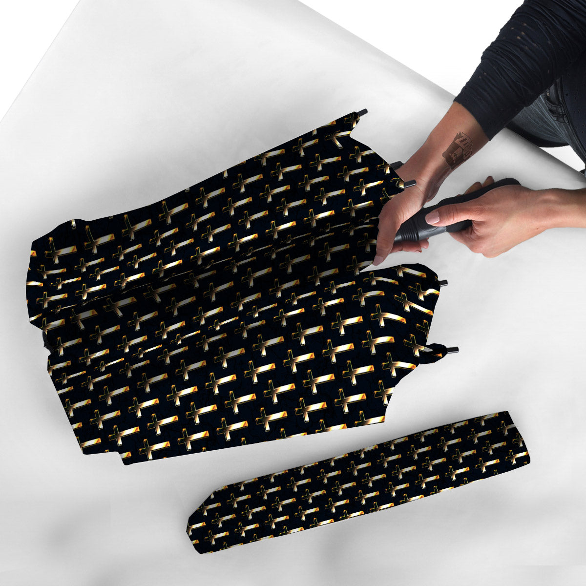 Christian Cross Print Pattern Umbrella-grizzshop