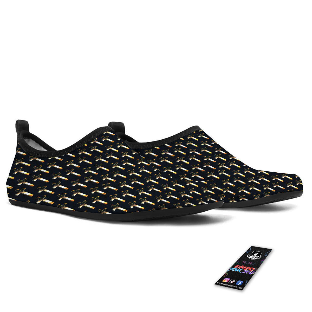 Christian Cross Print Pattern Water Shoes-grizzshop