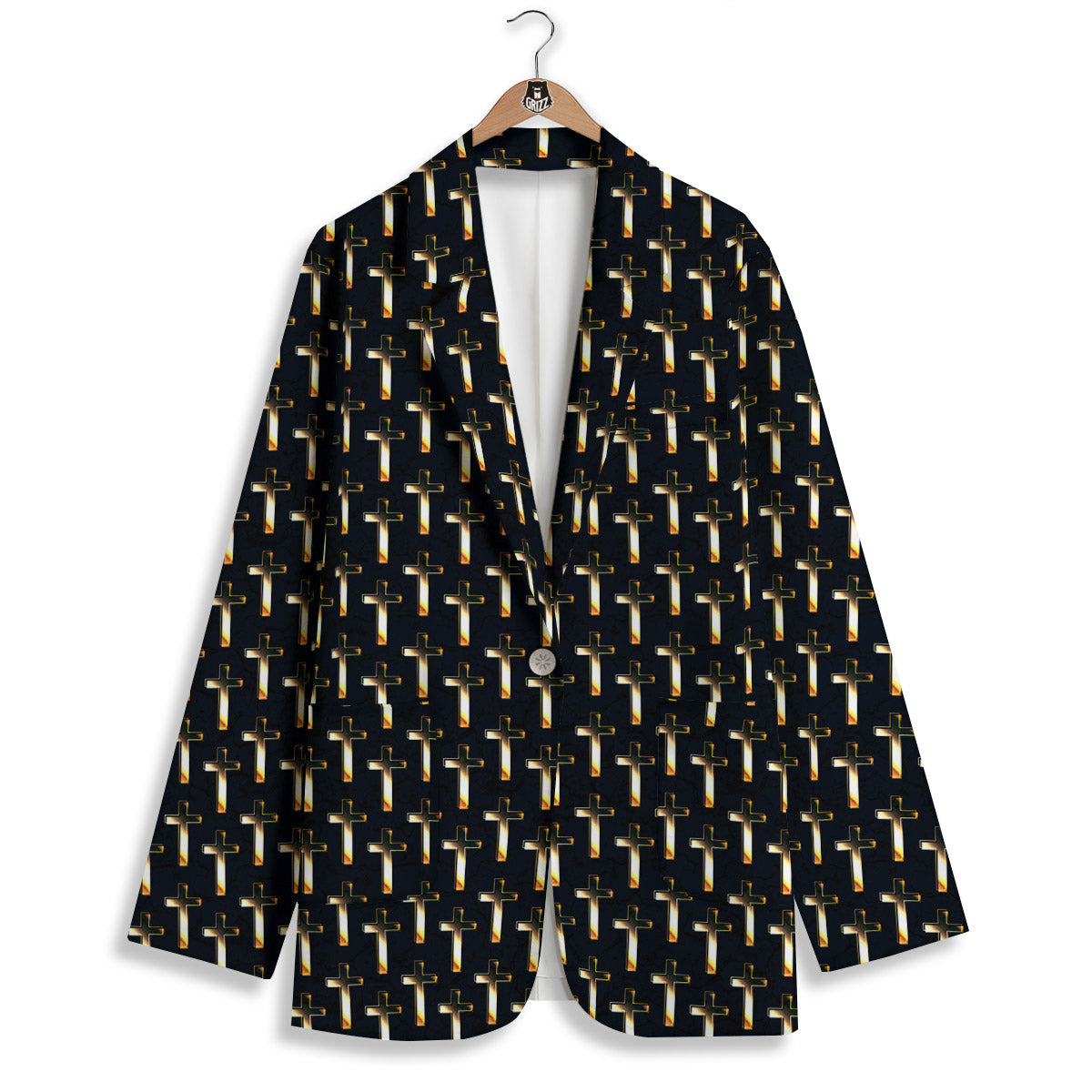 Christian Cross Print Pattern Women's Blazer-grizzshop