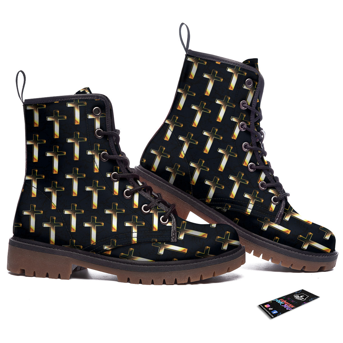 Christian Cross Print Pattern Work Boots-grizzshop