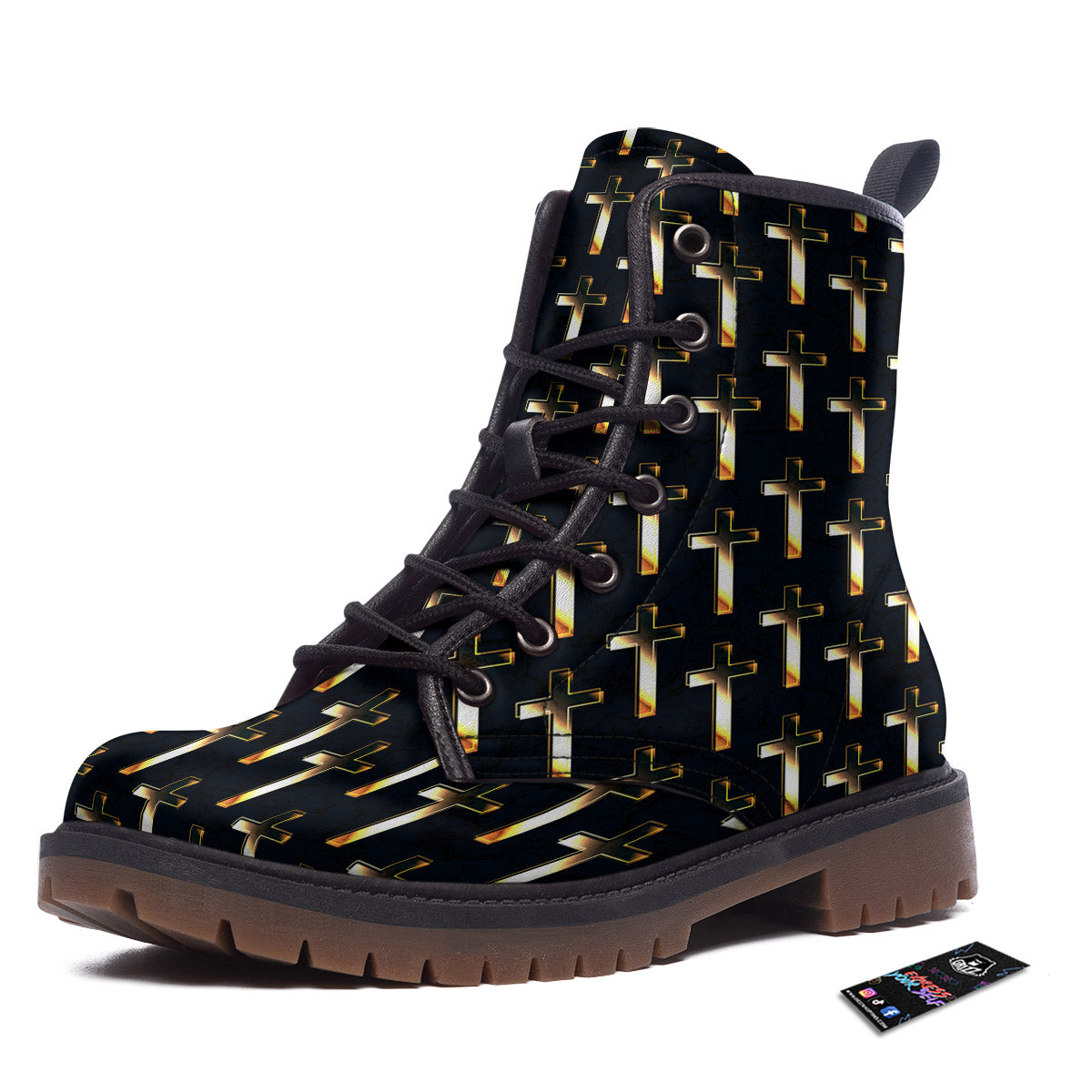 Christian Cross Print Pattern Work Boots-grizzshop
