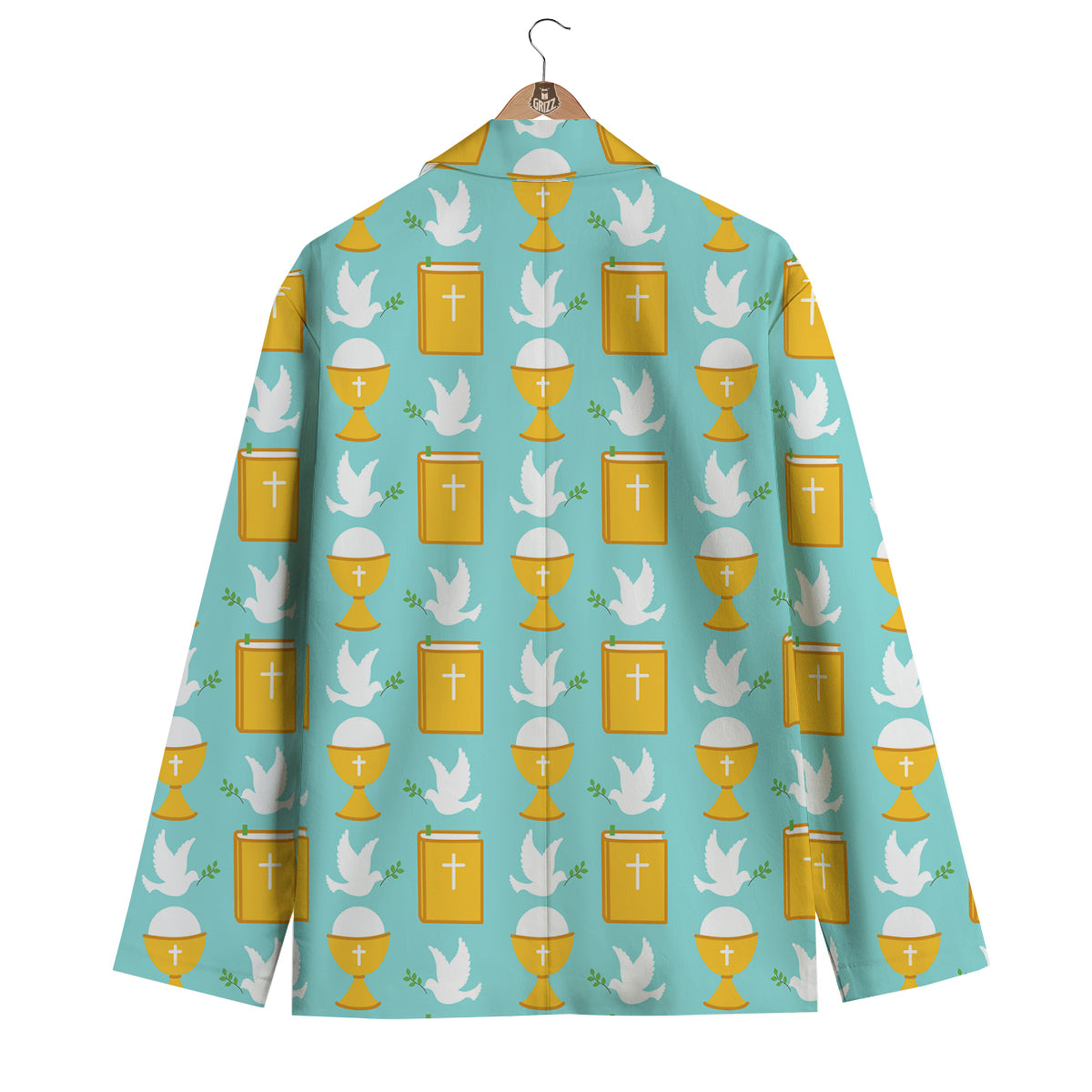 Christian Dove Pattern Print Men's Blazer-grizzshop