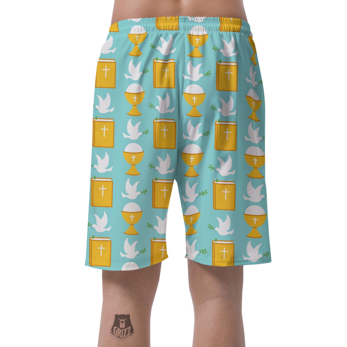 Christian Dove Pattern Print Men's Shorts-grizzshop