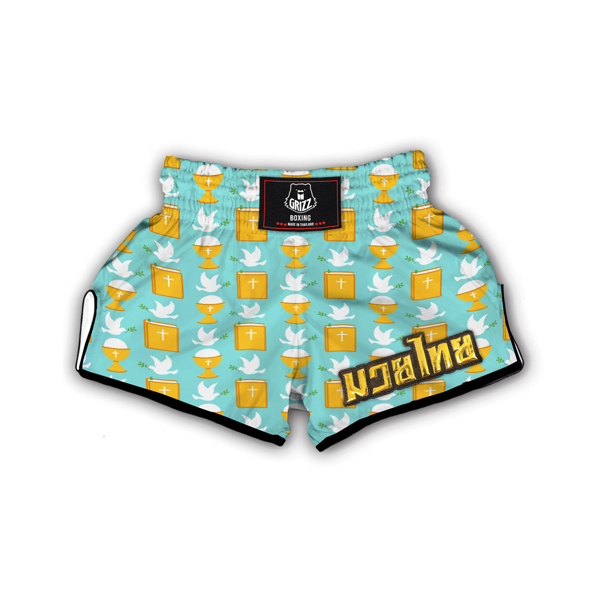 Christian Dove Pattern Print Muay Thai Boxing Shorts-grizzshop