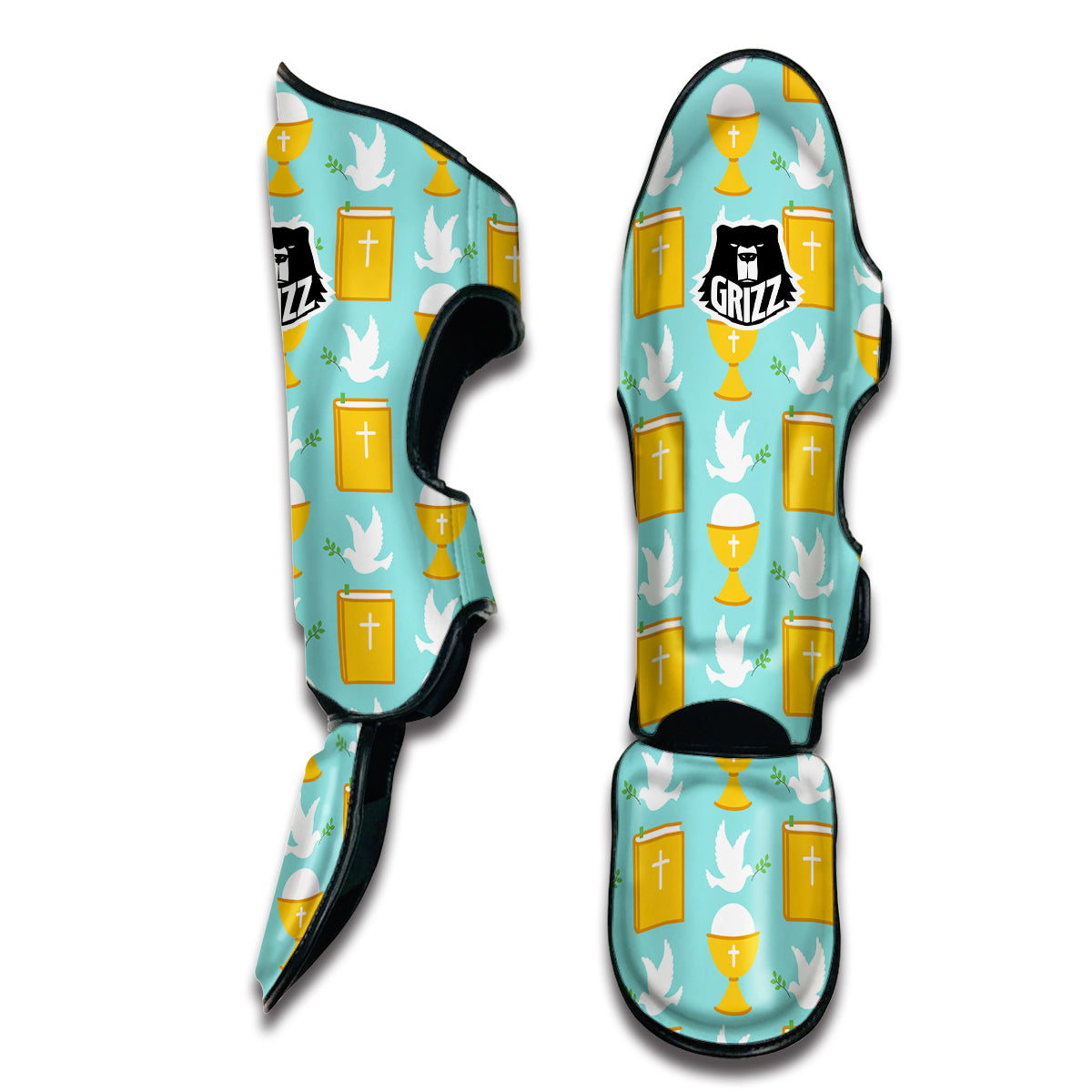 Christian Dove Pattern Print Muay Thai Shin Guards-grizzshop