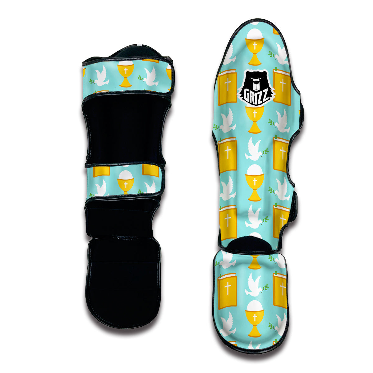 Christian Dove Pattern Print Muay Thai Shin Guards-grizzshop