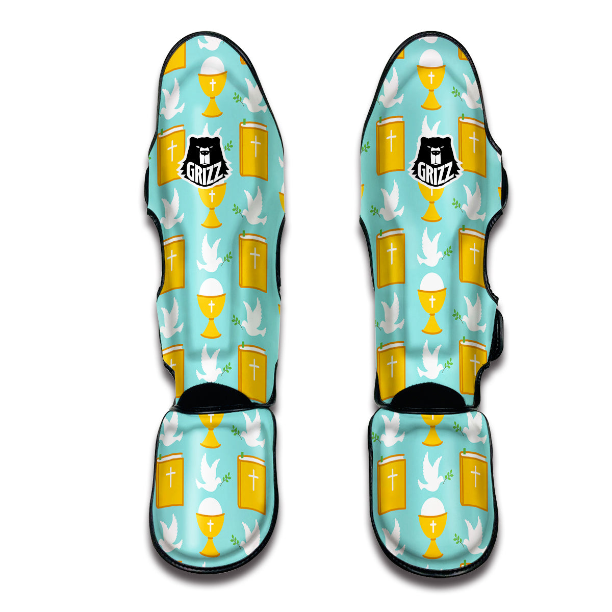 Christian Dove Pattern Print Muay Thai Shin Guards-grizzshop