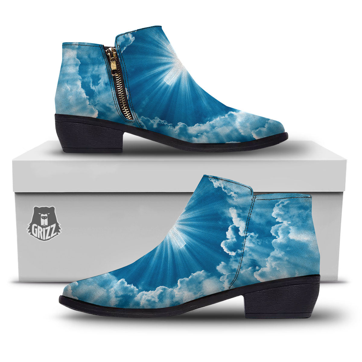 Christian Holy Cross Shiny Print Ankle Boots-grizzshop