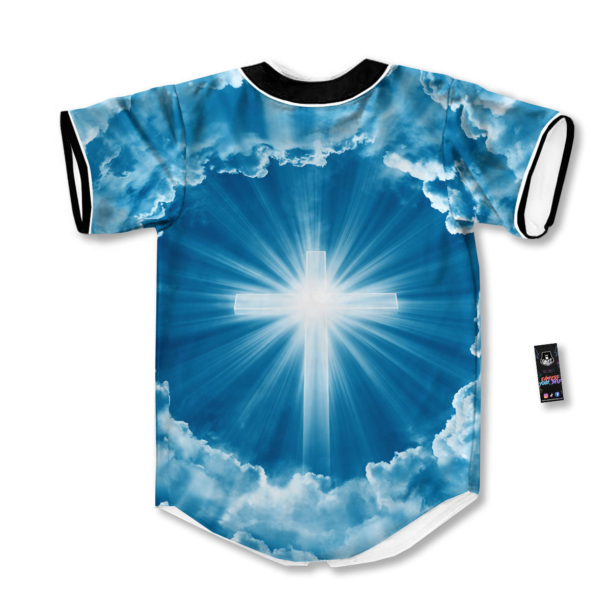 Christian Holy Cross Shiny Print Baseball Jersey-grizzshop