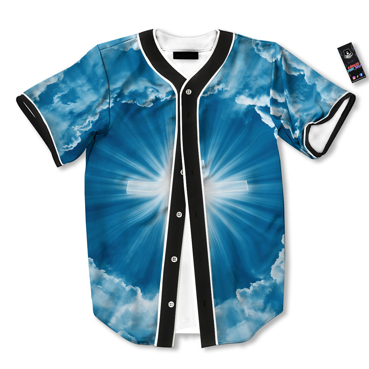 Christian Holy Cross Shiny Print Baseball Jersey-grizzshop