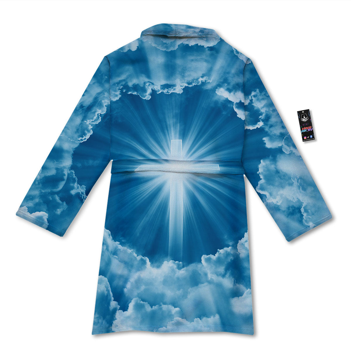 Christian Holy Cross Shiny Print Bathrobe-grizzshop
