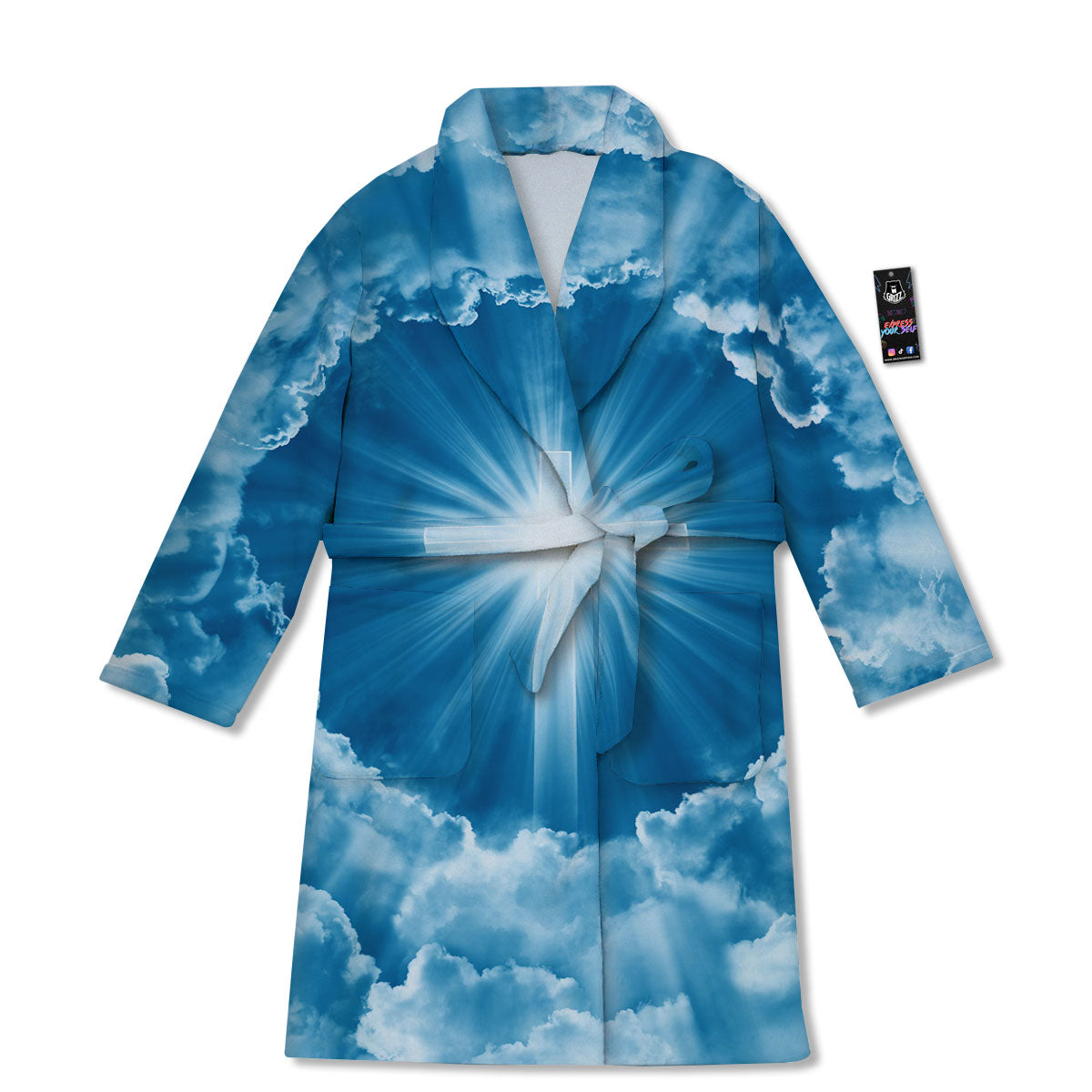 Christian Holy Cross Shiny Print Bathrobe-grizzshop